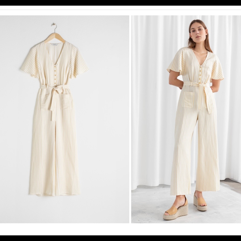 & OTHER STORIES Striped Linen Blend Jumpsuit